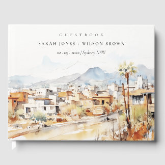Tucson, Arizona Aquarell-Landschaft-Hochzeit Gästebuch
