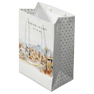 Tucson, Arizona Aquarell-Landschaft-Hochzeit Mittlere Geschenktüte