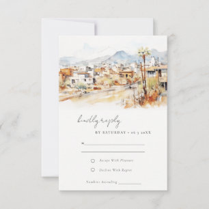 Tucson Arizona Aquarell-Landschaft-Hochzeit RSVP Karte