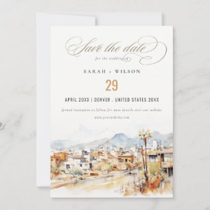 Tucson, Arizona Aquarell-Landschaft-Hochzeit Save The Date