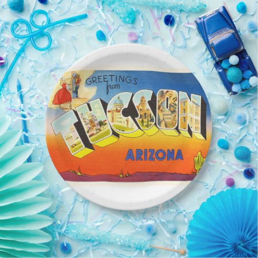 Tucson Arizona AZ Alte Jahrgangsreise Souvenir Pappteller (Party)