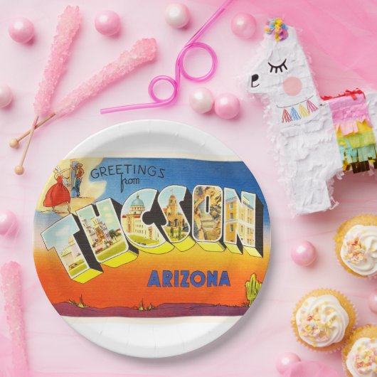 Tucson Arizona AZ Alte Jahrgangsreise Souvenir Pappteller (Party)