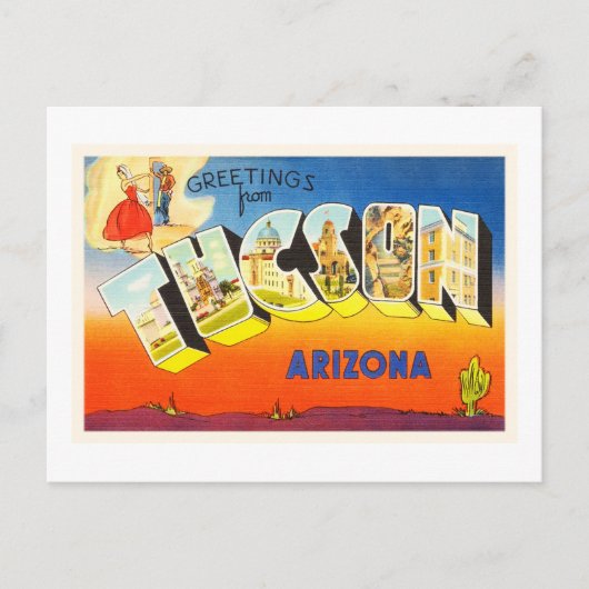 Tucson Arizona AZ Alte Jahrgangsreise Souvenir Postkarte (Vorderseite)
