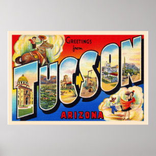 Tucson Arizona AZ Vintager Großbuchstabe Postkarte Poster