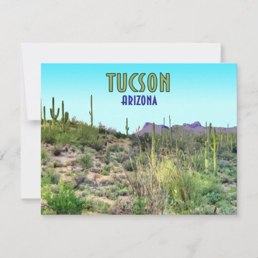 Tucson Arizona Cactus and Mountain Flat Card (Vorderseite)