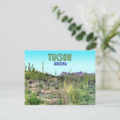 Tucson Arizona Cactus and Mountain Flat Card (Stehend Vorderseite)