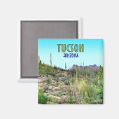 Tucson Arizona Cactus and Mountain Vintag Magnet (Vorderseite/Rückseite)