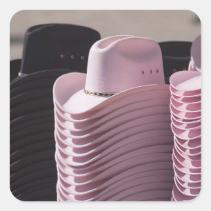 Tucson, Arizona. Cowboyhüte für Männer und Frau Quadratischer Aufkleber