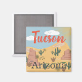 Tucson Arizona Desert Illustration Magnet (Vorderseite/Rückseite)