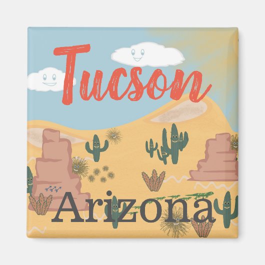 Tucson Arizona Desert Illustration Magnet (Vorne)