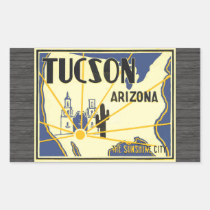 Tucson Arizona die Sonnenschein-Stadt, Vintag Rechteckiger Aufkleber