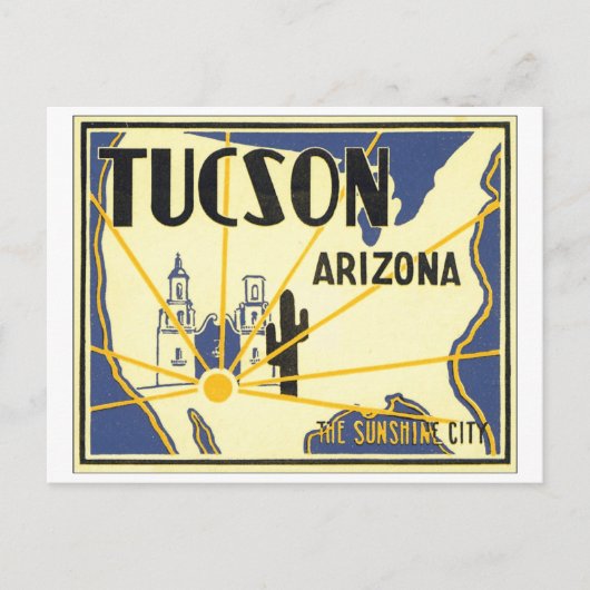 Tucson, Arizona Die sonnige Stadt Postkarte (Vorderseite)