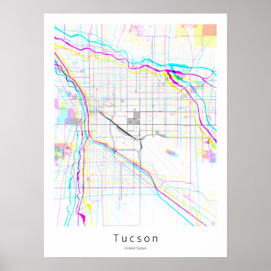 Tucson Arizona Einfache Abstrakte Karte Poster (Vorne)