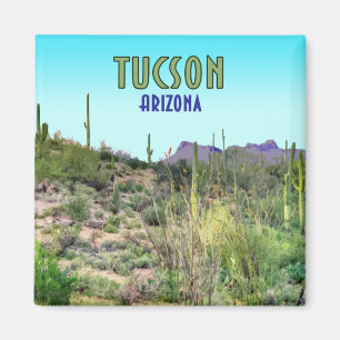 Tucson Arizona Kaktus und Berg Vintage Magnet