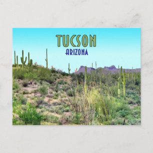 Tucson Arizona Kaktus und Berg Vintage Postkarte