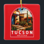 Tucson Arizona Keramikornament<br><div class="desc">Tucson Retro Vektor Reise Design. Tucson ist auch bekannt für sein reichhaltiges kulturelles Erbe,  das in spanischen,  mexikanischen und Western-Einflüssen verwurzelt ist.</div>