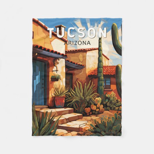 Tucson Arizona Kunstvoll wandern Vintag Fleecedecke (Vorderseite)