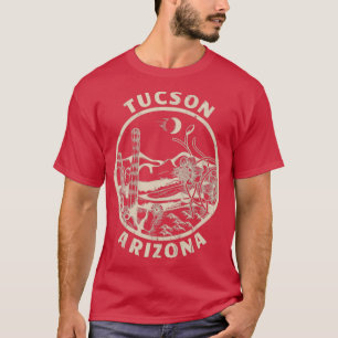 Tucson Arizona Linocut Not leidende Wüste T-Shirt