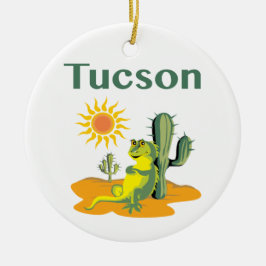 Tucson Arizona Lizard unter Saguaro Keramik Ornament