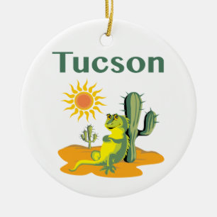Tucson Arizona Lizard unter Saguaro Keramik Ornament