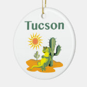 Tucson Arizona Lizard unter Saguaro Keramik Ornament (Links)