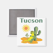 Tucson Arizona Lizard unter Saguaro Magnet (Vorderseite/Rückseite)