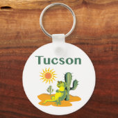 Tucson Arizona Lizard unter Saguaro Schlüsselanhänger (Vorderseite)