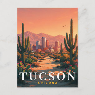 Tucson Arizona malerische Wüsten-Skyline-Kunst Postkarte