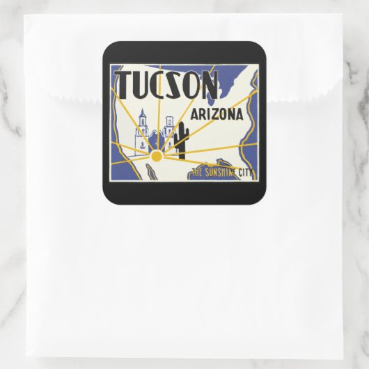 Tucson Arizona Quadratischer Aufkleber (Tasche)