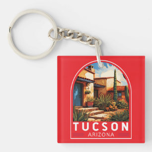 Tucson Arizona Reise Kunst Emblem Schlüsselanhänger