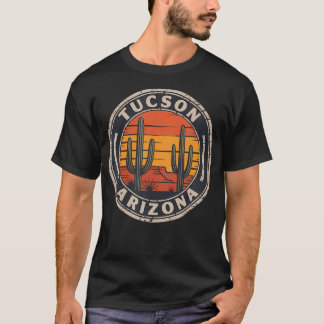 Tucson Arizona Retro Wüstenuntergang Saguaro T-Shirt