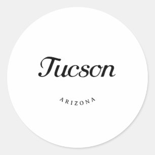Tucson Arizona Schwarzer Schriftart Runder Aufkleber