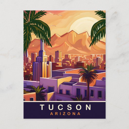 Tucson, Arizona, Skyline, Reisen Postkarte (Vorderseite)