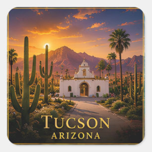 Tucson Arizona Sonora-Wüste & Saguaro-Land 🗺 Quadratischer Aufkleber