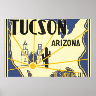 Tucson Arizona_Vintage Reiseplaner Kunstwerk Poster