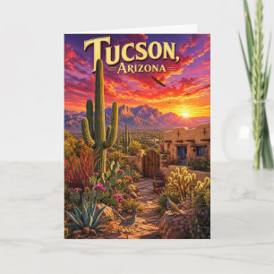 Tucson Arizona Wüsten-Sonnenuntergang Saguaro-Kakt Karte