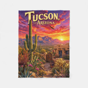 Tucson Arizona Wüstenuntergang Saguaro Kaktus Reis Fleecedecke