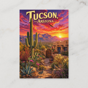 Tucson Arizona Wüstenuntergang Saguaro Kaktus Reis Visitenkarte