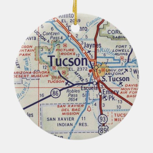 Tucson AZ Vintage Karte Keramik Ornament (Hinten)