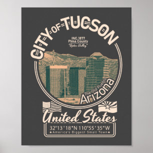 TUCSON CITY ARIZONA - DOWNTOWN TUCSON CITYSCAPE POSTER