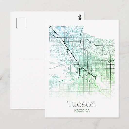 Tucson City Map Postkarte (Vorne/Hinten)