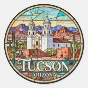 Tucson Moderne Wüstenlandschaft 🌵 Runder Aufkleber