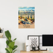 Tucson und Saguaro Watercolor Poster (Heimbüro)