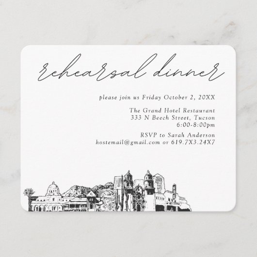 Tucson Wedding Elegante Probe Dinner Begleitkarte (Vorderseite)