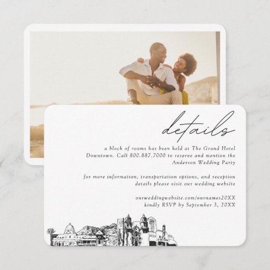 Tucson Wedding Hotel Zimmerblock Details Begleitkarte (Vorne/Hinten)
