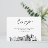 Tucson Wedding Minimalistisch Sketch UAWG Begleitkarte (Stehend Vorderseite)