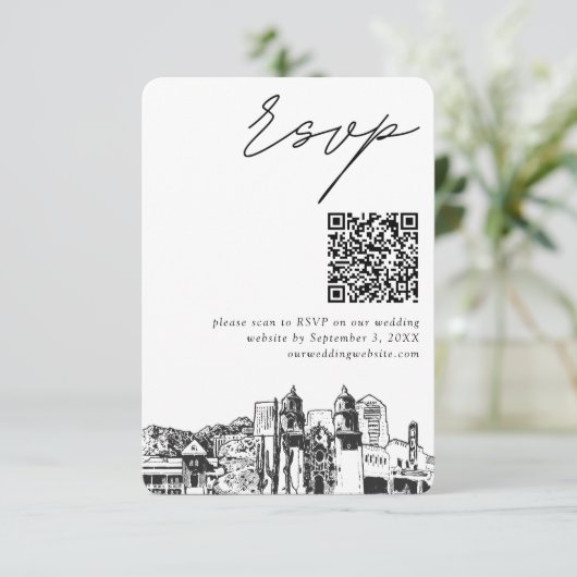 Tucson Wedding Modern UAWG QR Code Small Begleitkarte (Stehend Vorderseite)