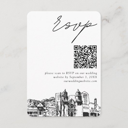 Tucson Wedding Modern UAWG QR Code Small Begleitkarte (Vorderseite)
