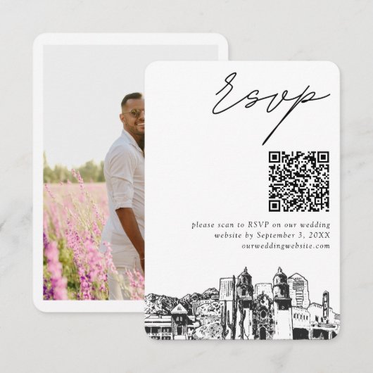 Tucson Wedding Modern UAWG QR Code Small Begleitkarte (Vorne/Hinten)