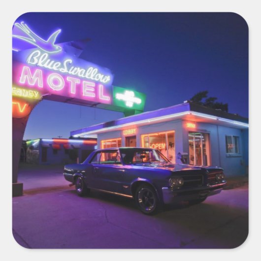 Tucumcari, New Mexico, Vereinigte Staaten. Art 66  Quadratischer Aufkleber (Vorderseite)